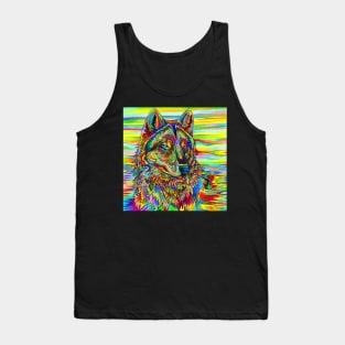 Psychedelic Rainbow Wolf Tank Top